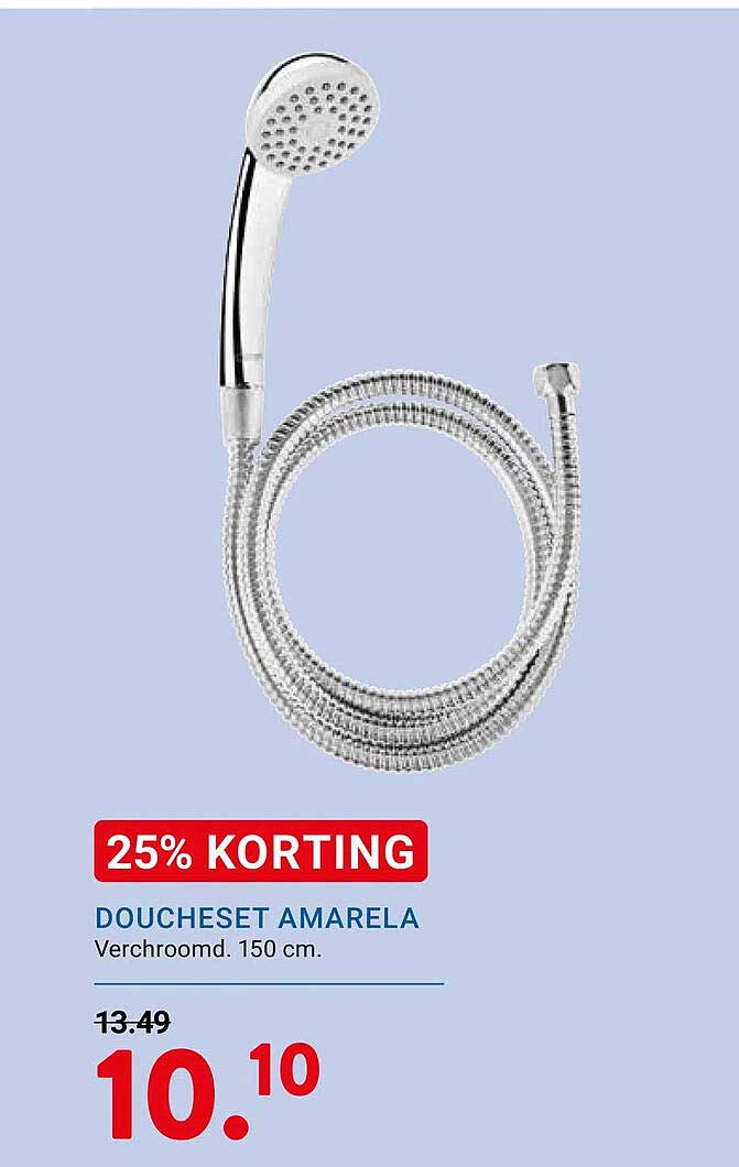 DOUCHESSET AMARELA Verchroomd. 150 cm. 25% KORTING