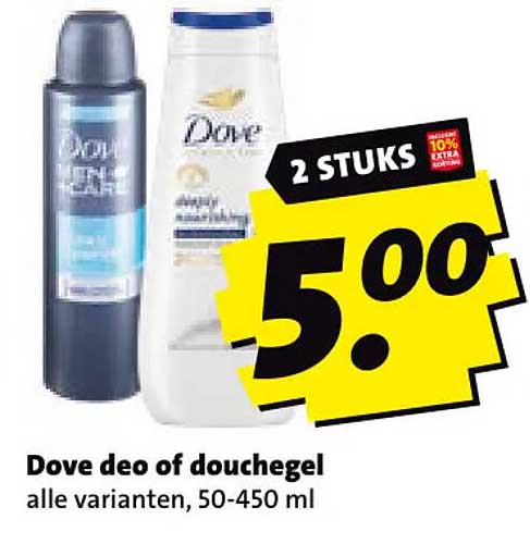 Dove deo of douchegel alle varianten, 50-450 ml 2 stuks