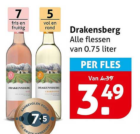 Drakensberg Alle flessen van 0.75 liter PER FLES