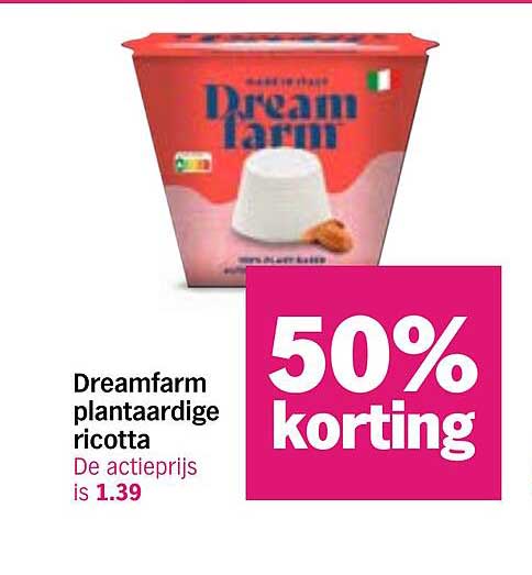 Dreamfarm plantaardige ricotta 50% korting