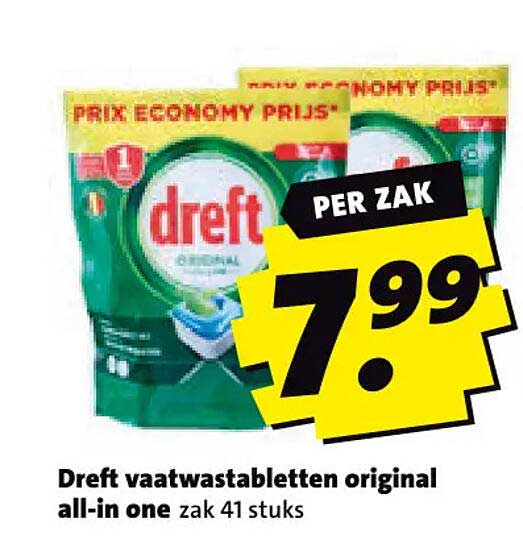 Dreft vaatwastabletten original all-in one zak 41 stuks PER ZAK