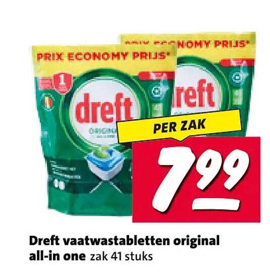 Dreft vaatwastabletten original all-in one zak 41 stuks PER ZAK