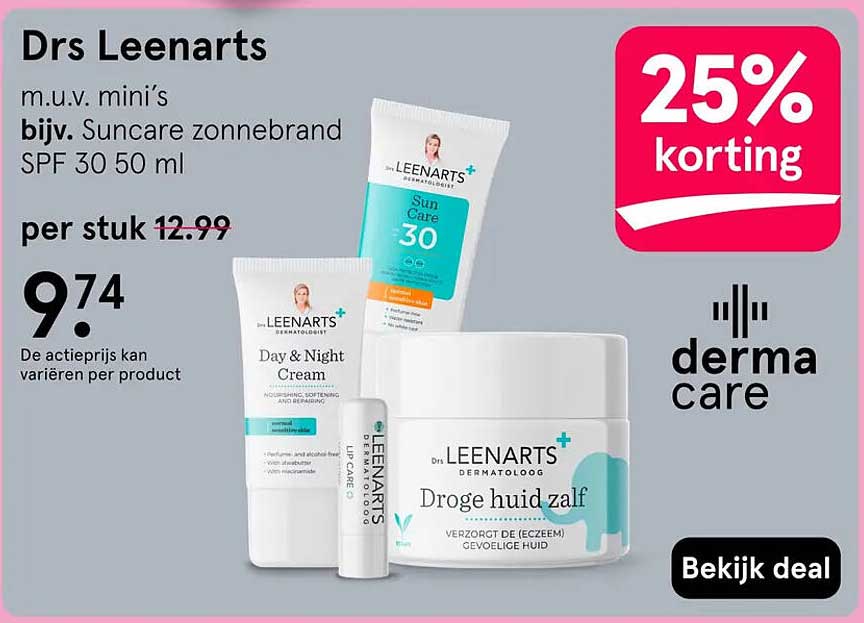 Drs Leenarts m.u.v. mini’s bijv. Suncare zonnebrand SPF 30 50 ml 25% korting