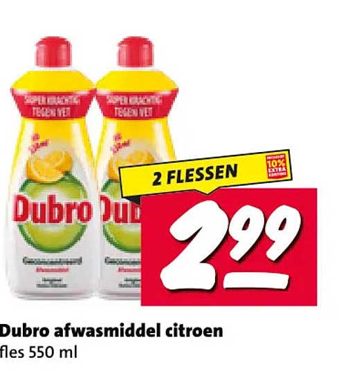 Dubro afwasmiddel citroen fles 550 ml 2 FLESSEN