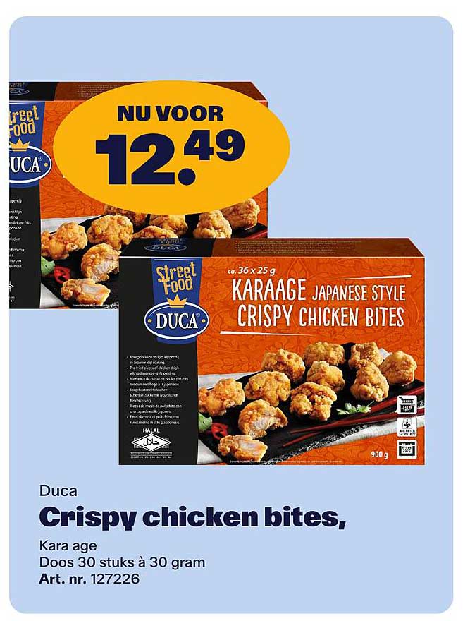 Duca Crispy chicken bites, Kara age Doos 30 stuks à 30 gram