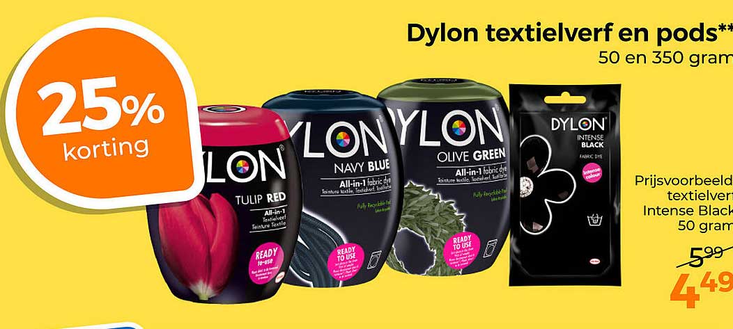 Dylon textielverf en pods** 50 en 350 gram
