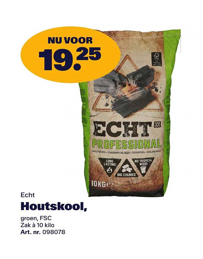 Echt Houtskool, groen, FSC Zak á 10 kilo