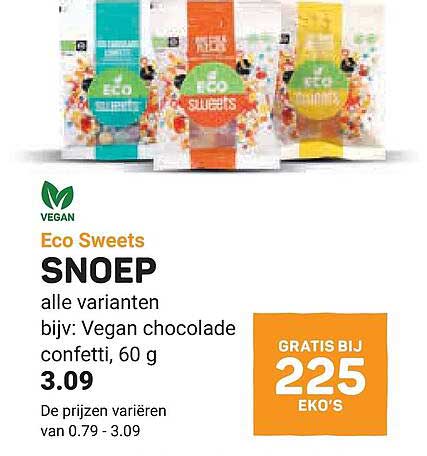 Eco Sweets SNOEP alle varianten bijv: Vegan chocolade confetti, 60 g GRATIS BIJ 225 EKO'S
