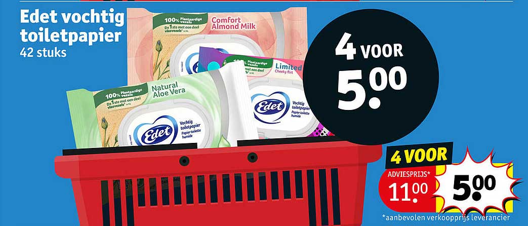 Edet vochtig toiletpapier 42 stuks 4 voor 5.00