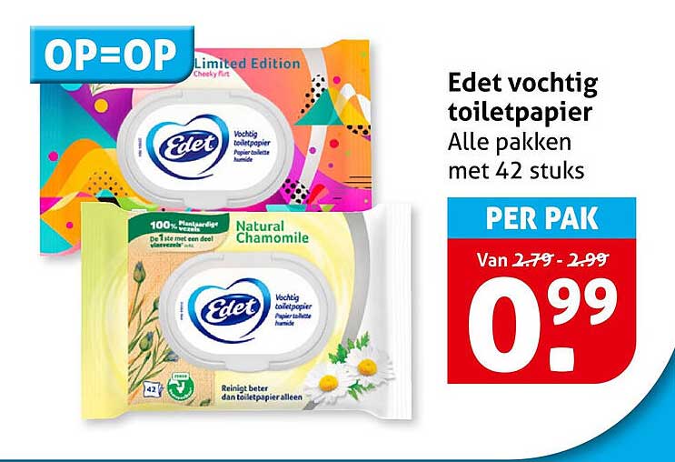 Edet vochtig toiletpapier Alle pakken met 42 stuks