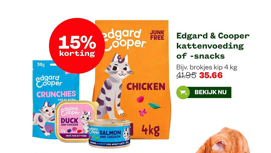 Edgard & Cooper kattenvoeding of -snacks 15% korting