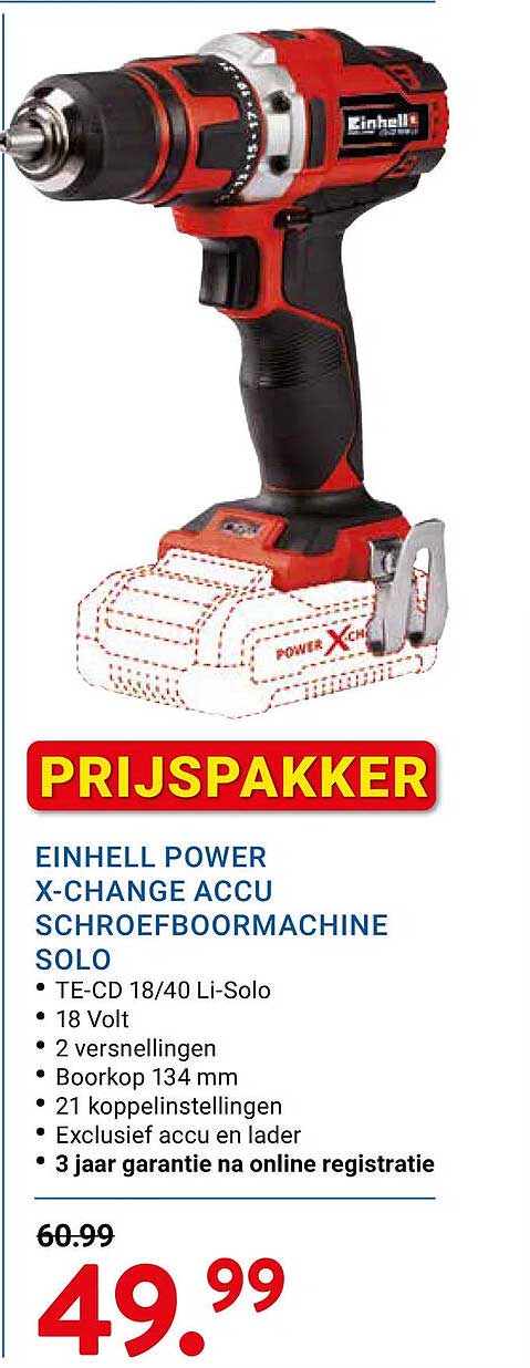 EINHELL POWER X-CHANGE ACCU SCHROEFBORRMACHINE SOLO