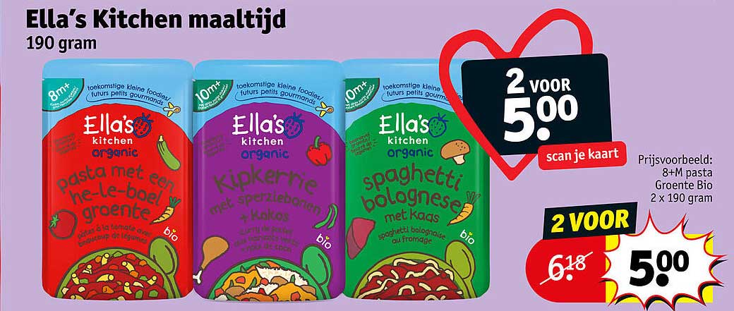 Ella's Kitchen maaltijd 190 gram 2 voor 5.00