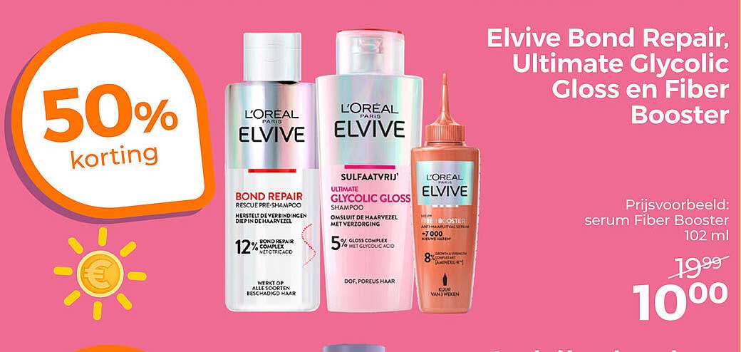 Elvive Bond Repair, Ultimate Glycolic Gloss en Fiber Booster