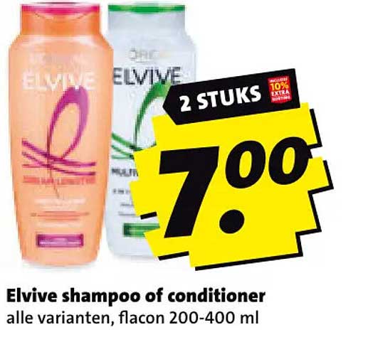 Elvive shampoo of conditioner alle varianten, flacon 200-400 ml 2 stuks