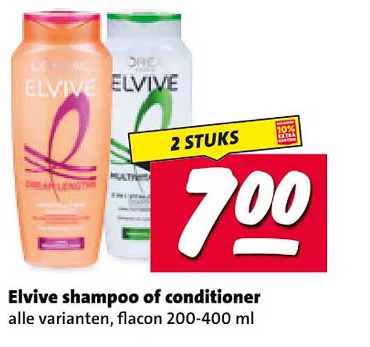 Elvive shampoo of conditioner alle varianten, flacon 200-400 ml 2 STUKS