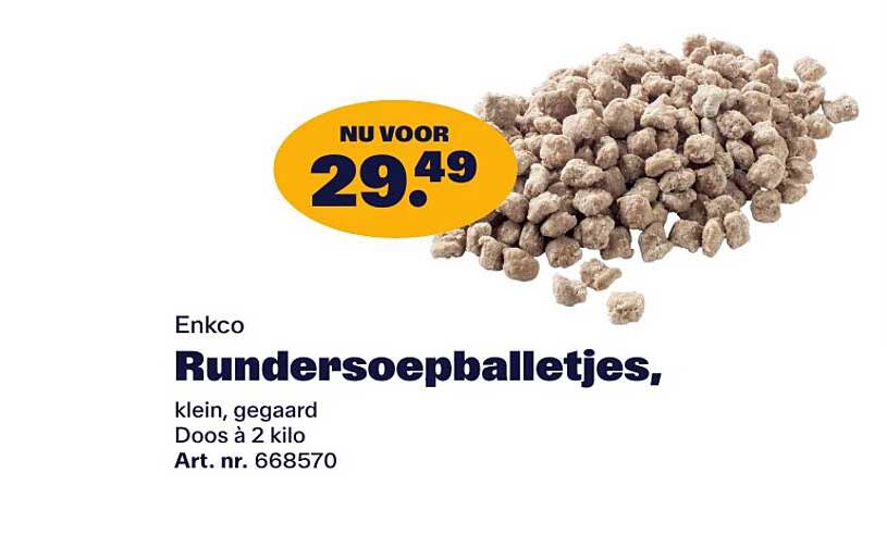 Enkco Rundersoepballetjes, klein, gegaard Doos à 2 kilo