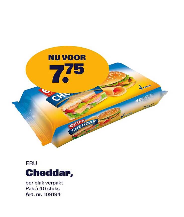 ERU Cheddar, per plak verpakt Pak á 40 stuks