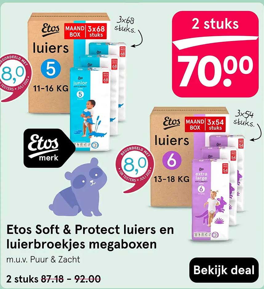 Etos Soft & Protect luiers en luierbroekjes megaboxen
