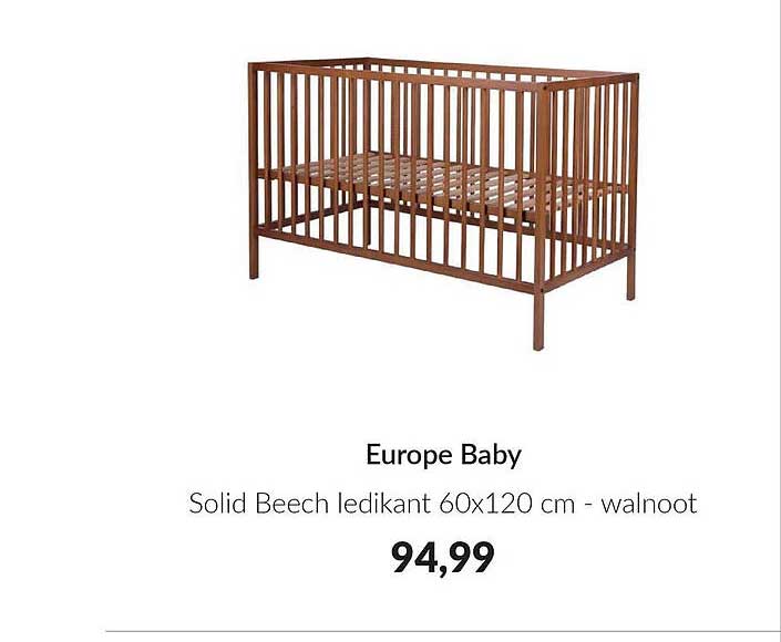 Europe Baby Solid Beech ledikant 60x120 cm - walnoot