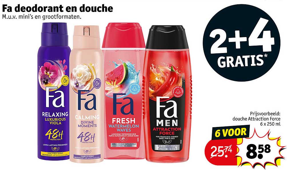 Fa deodorant en douche 2+4 GRATIS*