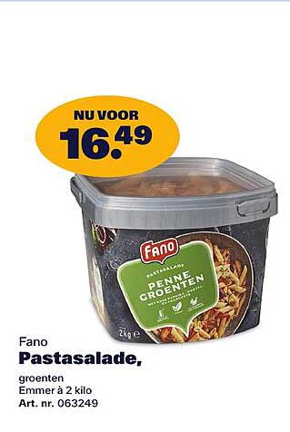 Fano Pastasalade, groenten Emmer 2 à kilo