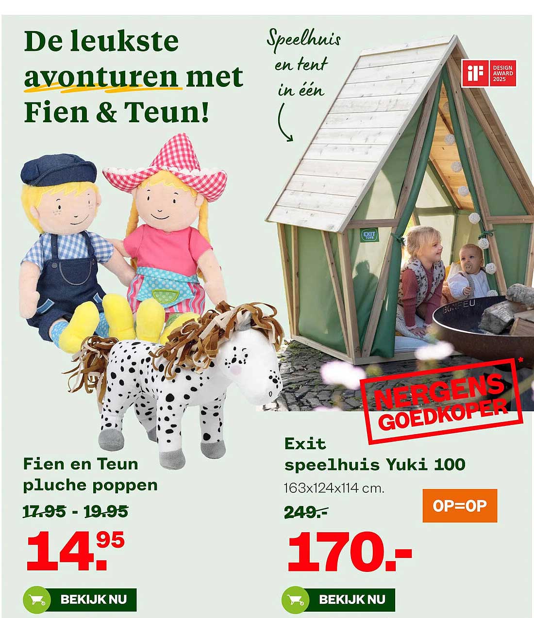 Fien en Teun pluche poppen