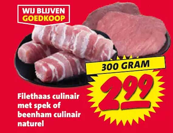 Filethaas culinair met spek of beenham culinair naturel