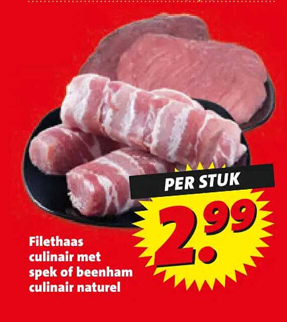 Filet­haas culinair met spek of beenham culinair naturel PER STUK