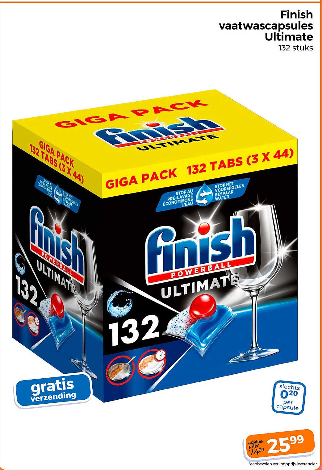 Finish vaatwascapsules Ultimate 132 stuks