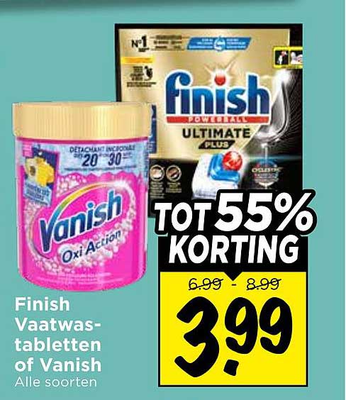 Finish Vaatwastabletten of Vanish Alle soorten TOT 55% KORTING