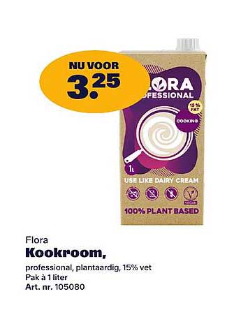 Flora Kookroom, professionel, plantaardig, 15% vet