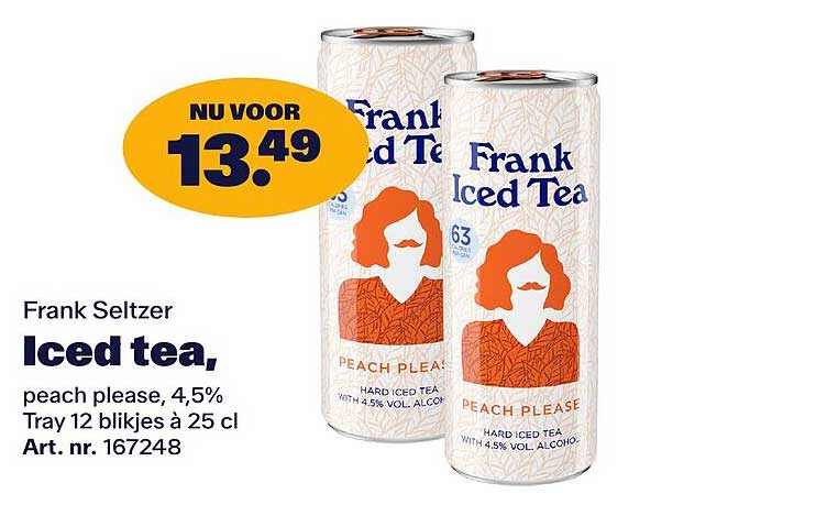 Frank Seltzer Iced tea, peach please, 4,5%