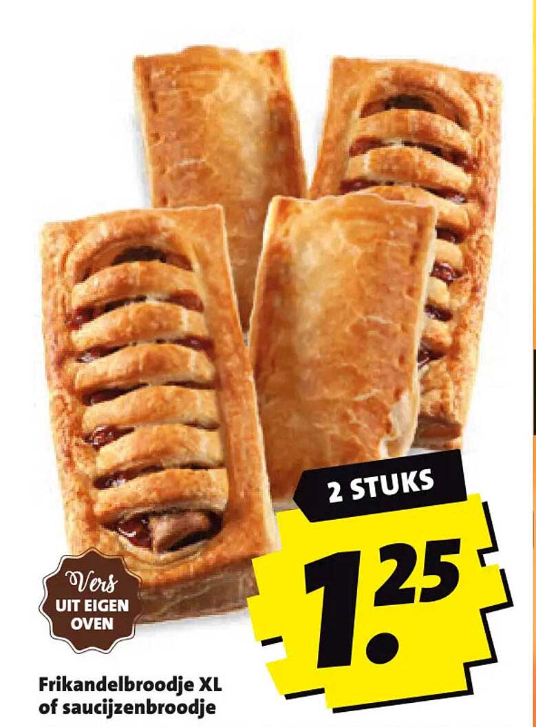 Frikandelbroodje XL of saucijzenbroodje 2 STUKS