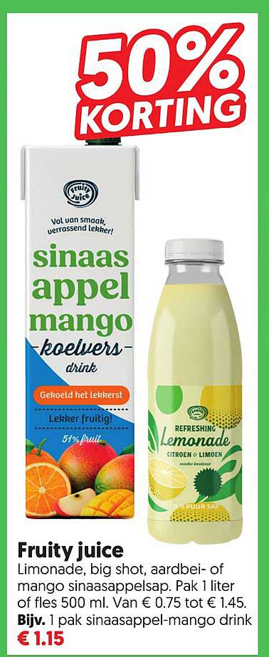 Fruity juice 50% korting