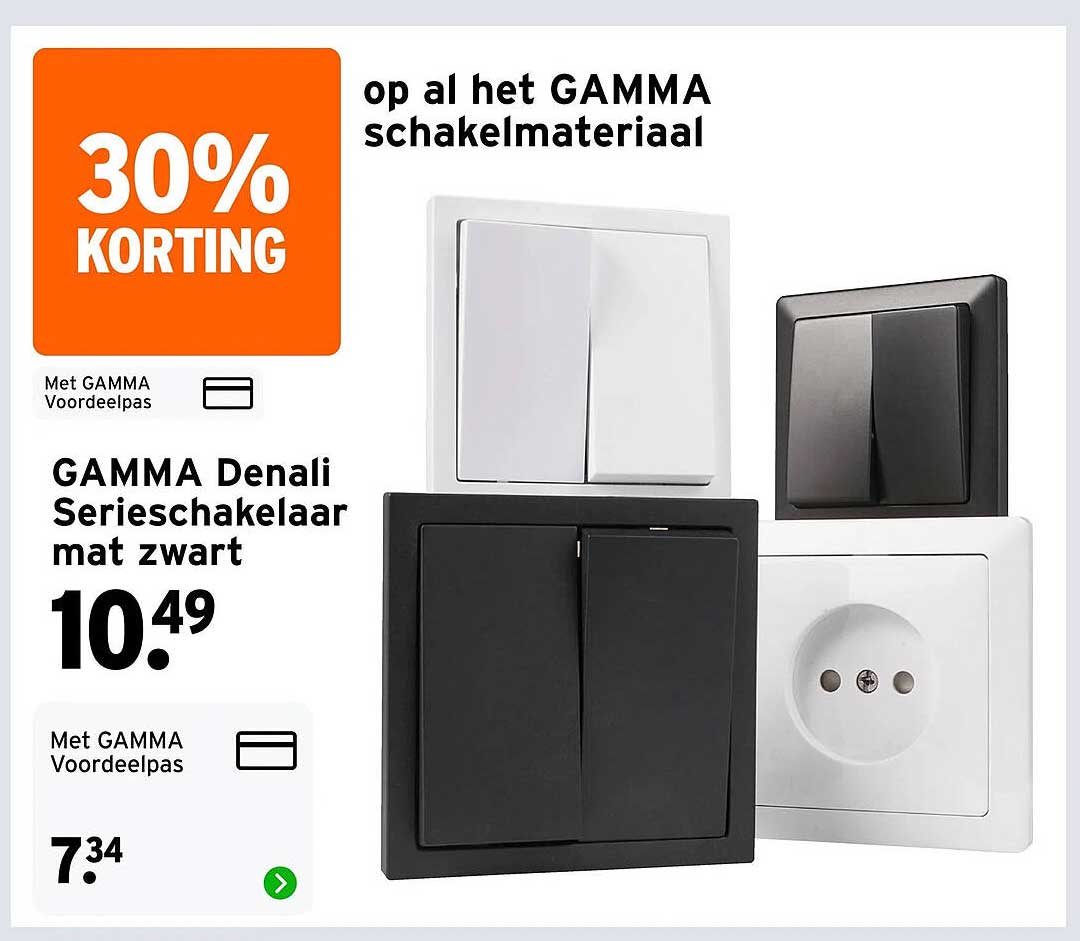 GAMMA Denali Serieschakelaar mat zwart