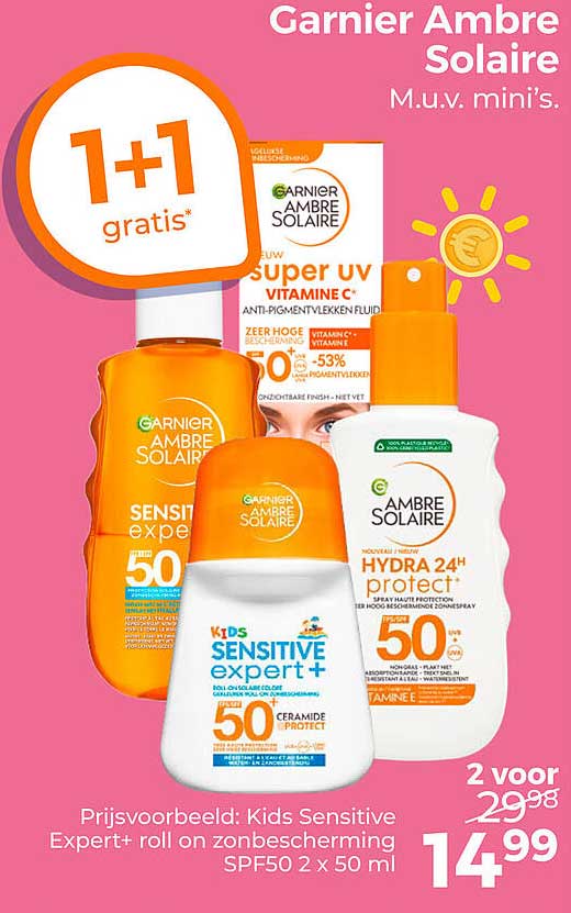 Garnier Ambre Solaire M.u.v. mini’s. 1+1 gratis