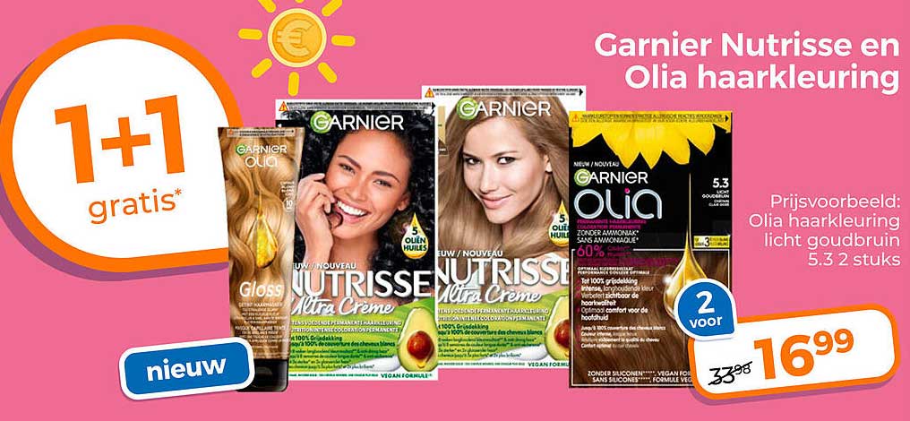 Garnier Nutrisse en Olia haarkleuring 1+1 gratis