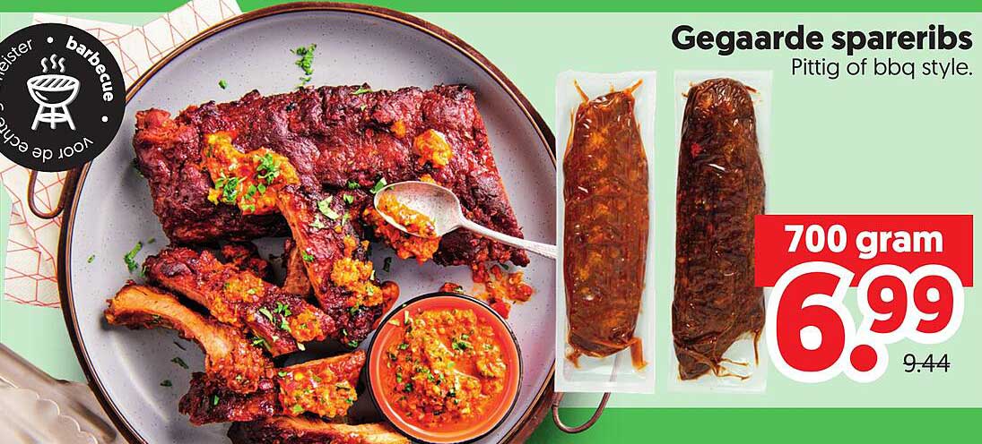 Gegaarde spareribs Pittig of bbq style.