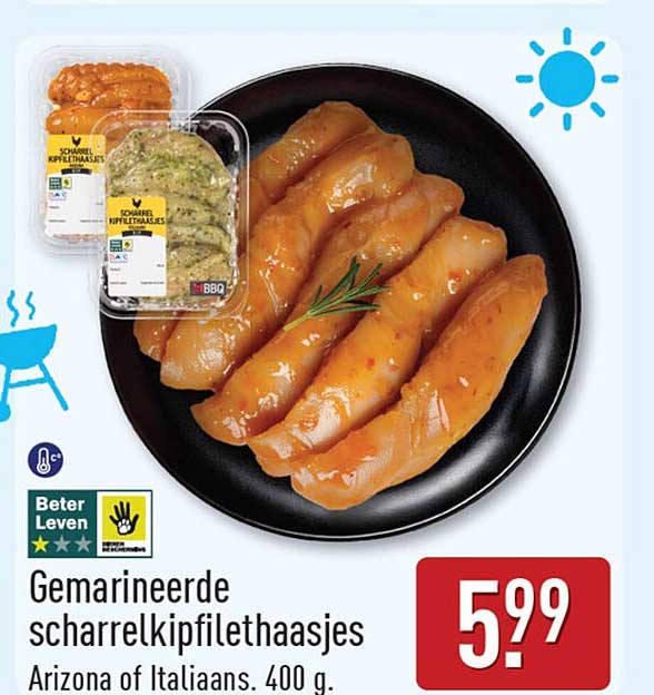 Gemarineerde scharrelkipfilethaasjes Arizona of Italiaans. 400 g.