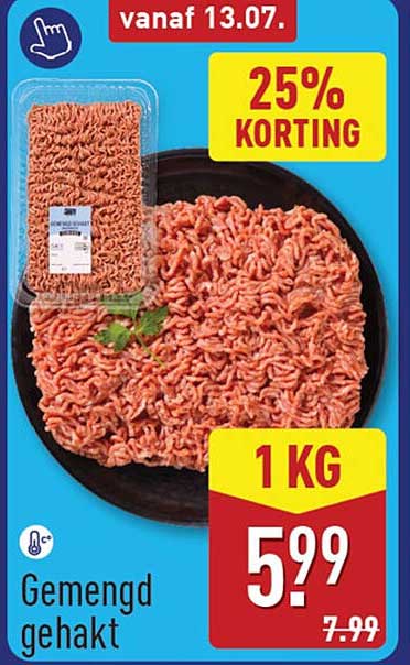 Gemengd gehakt 1 KG 25% KORTING