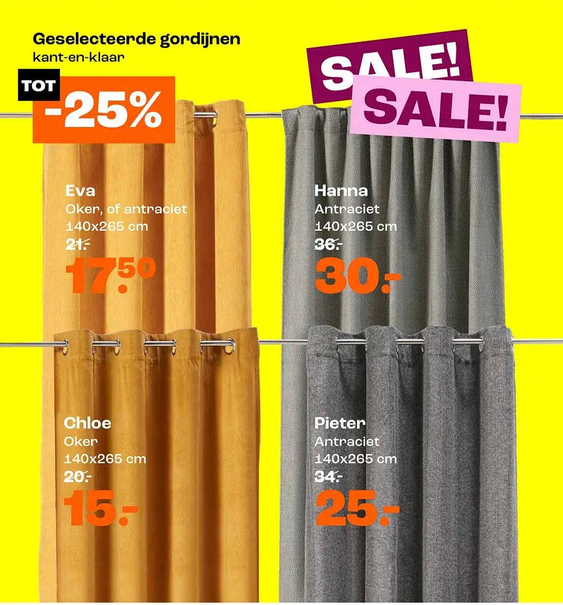 Geselecteerde gordijnen kant-en-klaar TOT -25%