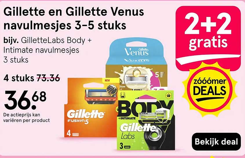 Gillette en Gillette Venus navulmesjes 3-5 stuks 2+2 gratis