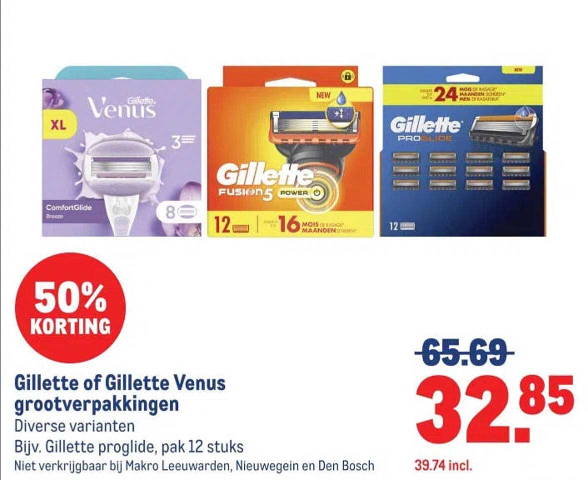 Gillette of Gillette Venus grootverpakkingen 50% korting