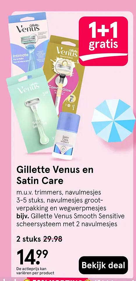 Gillette Venus en Satin Care 1+1 gratis