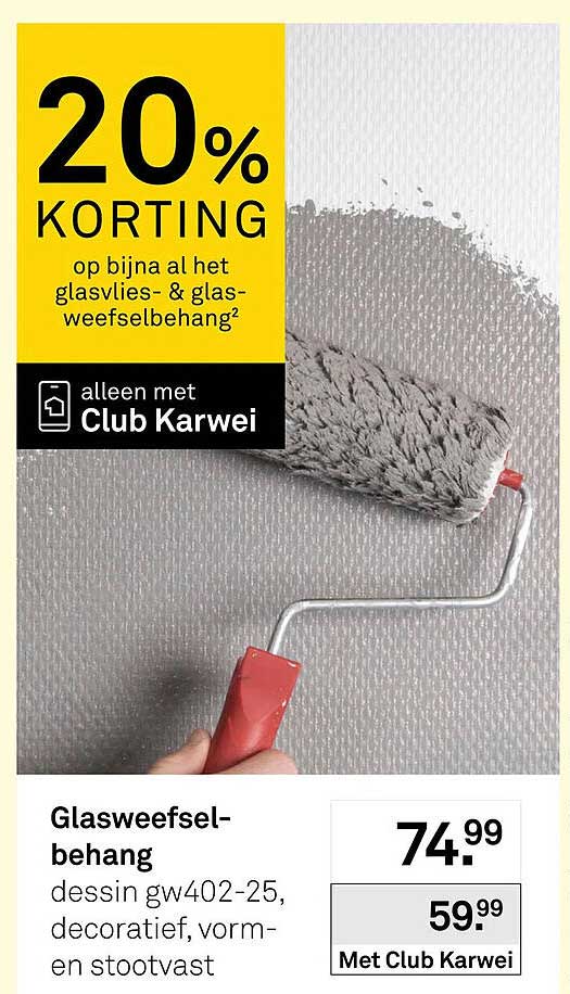 Glasweefselbehang 20% korting alleen met Club Karwei