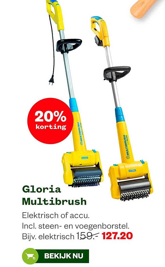 Gloria Multibrush Elektrisch of accu. Incl. steen- en voegenborstel.