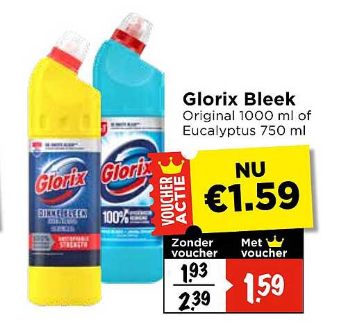 Glorix Bleek Original 1000 ml of Eucalyptus 750 ml
