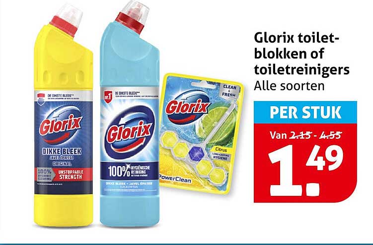 Glorix toiletblokken of toiletreinigers Alle soorten PER STUK