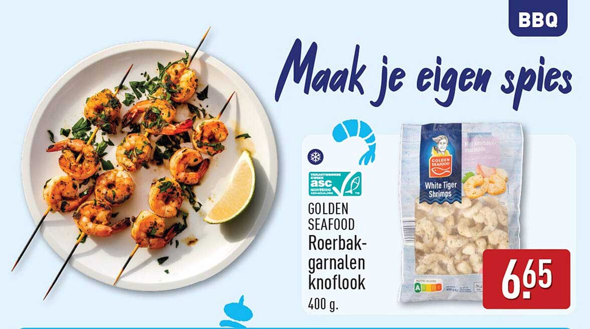 GOLDEN SEAFOOD Roerbakgarnalen knoflook 400 g